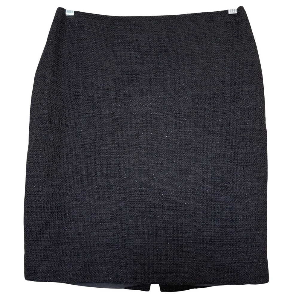 Theory Frieda C Black Tweed Wool Blend Pencil Skirt Metallic Size 4 81074310